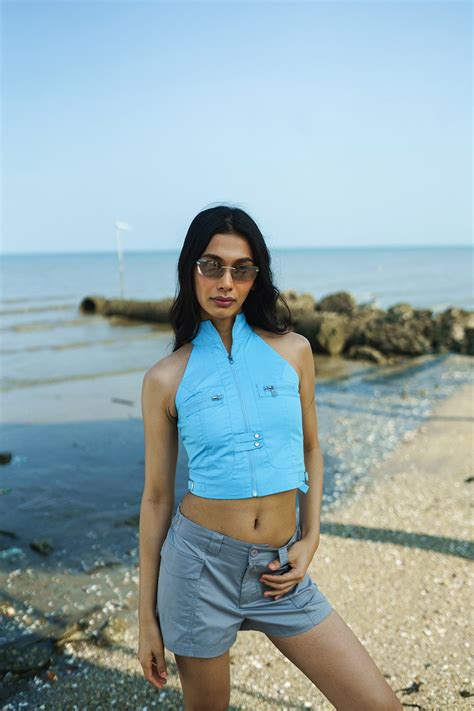 Buy Deep Blue Utility Crop Top | BonkersCorner