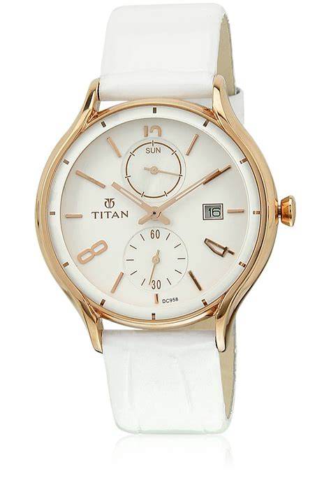 Titan Purple Multi-Function Analog White Dial Women's Watch - 9964WL01J ...