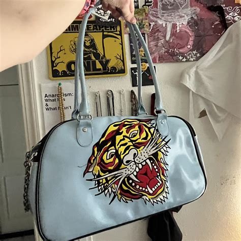 Ed Hardy Purse very little marks / authentic - Depop