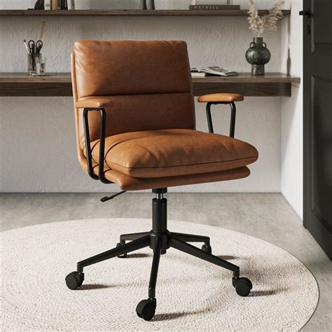 Standford brown faux leather office chair free standard – Artofit