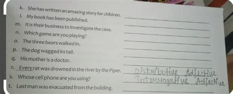 underline the adjective and write their types some sentences may have ...