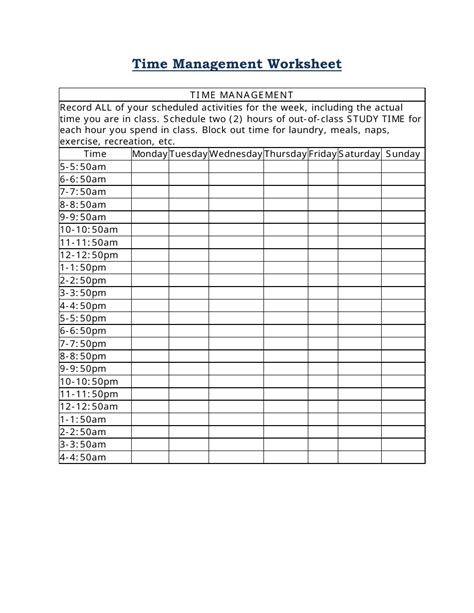 Image result for Time Management Activity Worksheet