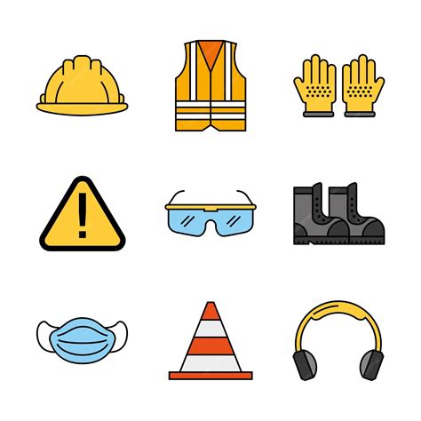 Conjunto de ícones de equipamentos de proteção individual | Vetor Premium