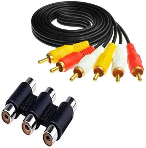 De-TechInn RCA Audio Video Cable 1 m 3 RCA Female Jointer For Audio ...