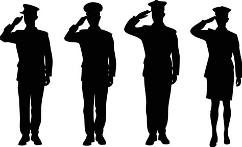 Army Officer Silhouettes Group of Servicemen Saluting, Diverse Uniforms, Military Honor 59452676 ...