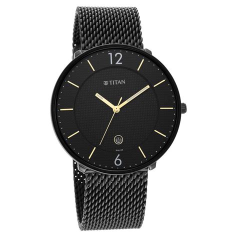 Buy Online Titan Black and Gold Black Dial Analog Stainless Steel Strap ...