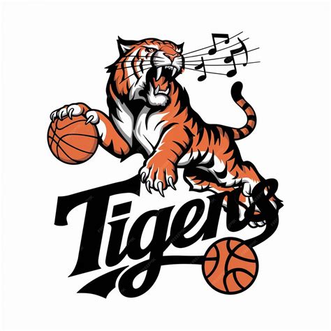 Fierce Tigers Basketball Team Logo with Bold Tiger Basketball and Music ...