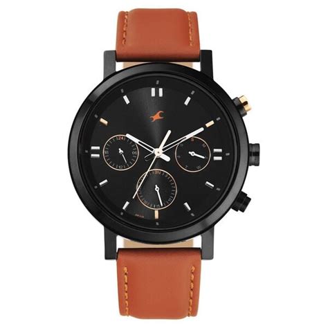 Buy Online Fastrack Tick Tock Quartz Analog Black dial Leather Strap ...