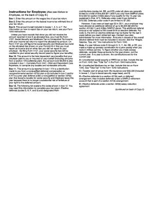 Instructions For Employee (Also See Notice To Employee, On The Back Of ...