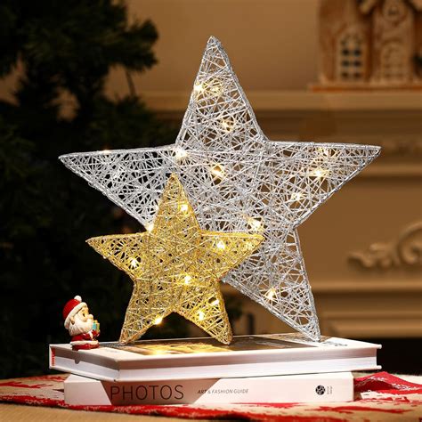 Amazon.com: Shinowa Star Table Lamp, Decorative Christmas Desk Lamp Lights Battery Operated LED ...