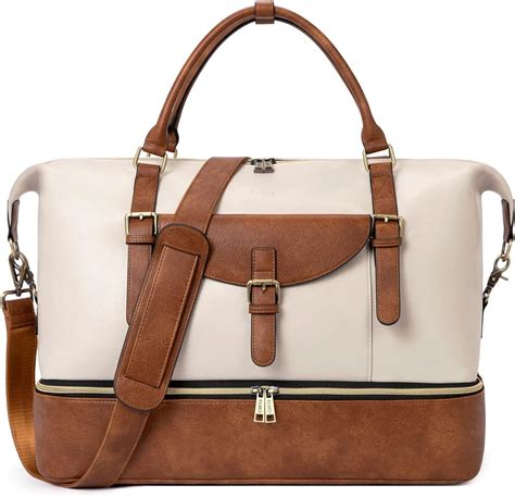 CLUCI Weekender Bag for Women Leather Large Overnight Travel Duffel Bag ...