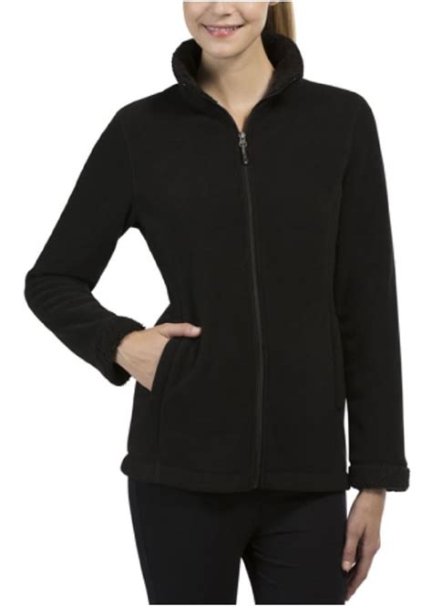 32 Degrees Heat Women's Sherpa Lined Fleece Jacket (Black, Medium ...