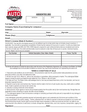 Fillable Online dxbrs3zlwqu4z cloudfront Richmond VA 23234 ABSENTEE BID ...