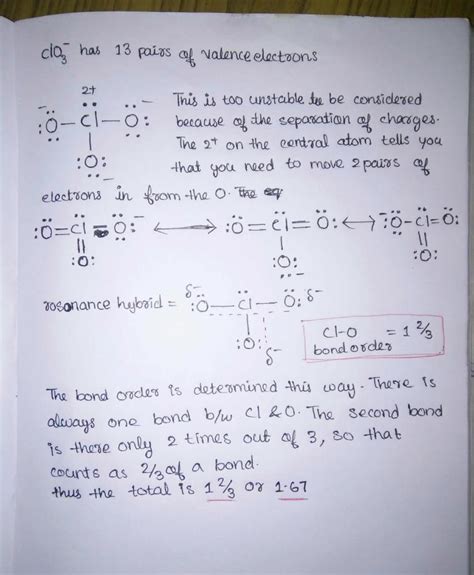 What is average bond order between Cl and O atoms in (ClO3)^-? - EduRev ...
