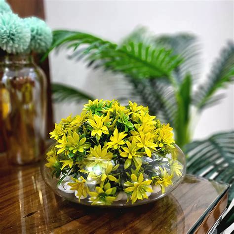 Buy BS AMOR Glass Vase, Urli Bowl with Green Grass BunchTerrarium ...