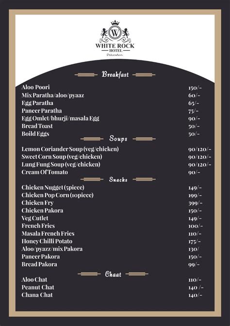 Menu at Hotel White Rock By The Solitaire Hospitality, Dehradun