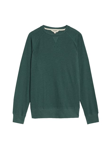 Buy Pure Cotton Waffle Loungewear Sweatshirt at Marks & Spencer
