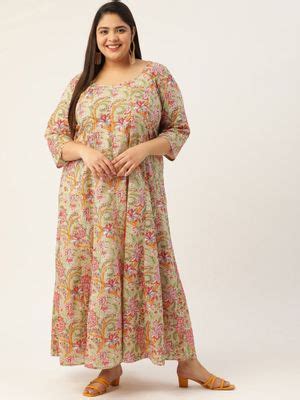Buy theRebelinme Womens Green Floral Printed Cotton Maxi Dress Online