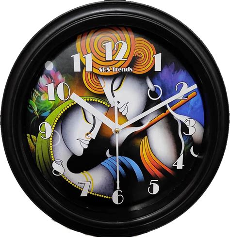 Buy SRS Trends Plastic Round Radha Krishna Wall Clock for Home, Living ...