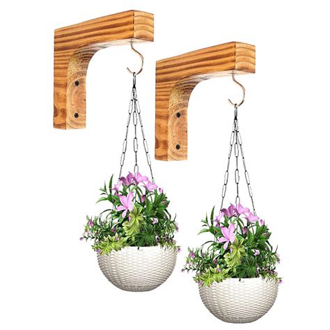 CANOGLOO 2 Pack Pine Wood Plant Hanger, Heavy Duty 7 inch Wooden Plant ...