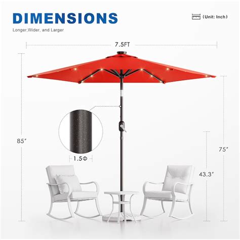Aok Garden 7.5ft Solar LED Outdoor Market Patio Umbrella with Push ...