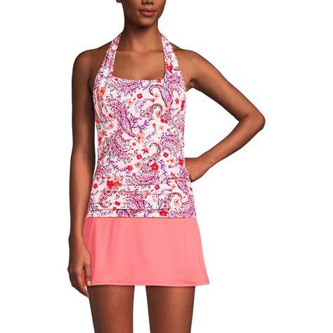 Lands' End Women's Chlorine Resistant Square Neck Halter Tankini ...