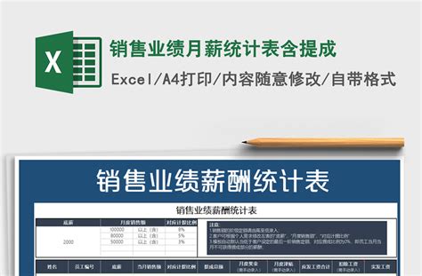 2021年销售业绩月薪统计表含提成-Excel表格-工图网