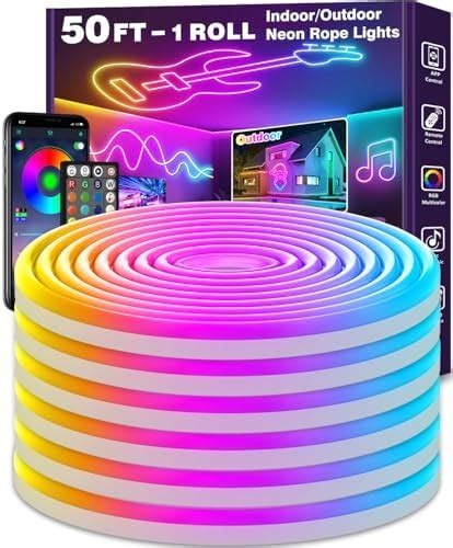 Buy Neon Rope Lights 50ft Flexible LED Lights Control with APP/Remote ...