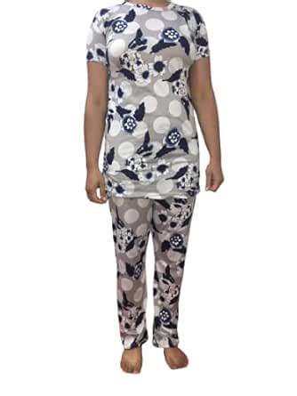 Buy Women Night Suit | Malayi Cotton | Light Grey | Floral Print ...