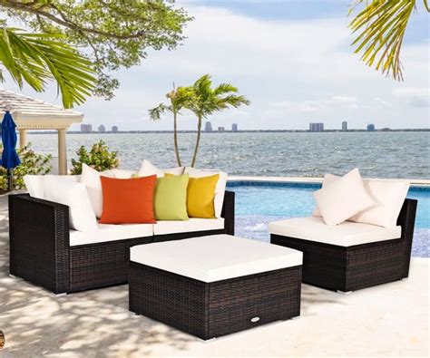 OMCCO Outdoor 4 Seater Sofa Set| All-Weather and Outdoor Wicker with ...