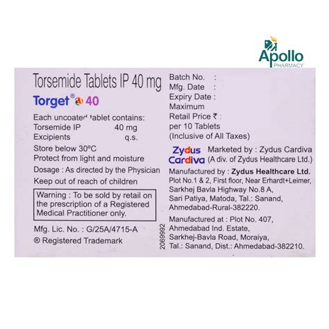 TORGET 40MG TABLET Price, Uses, Side Effects, Composition - Apollo Pharmacy