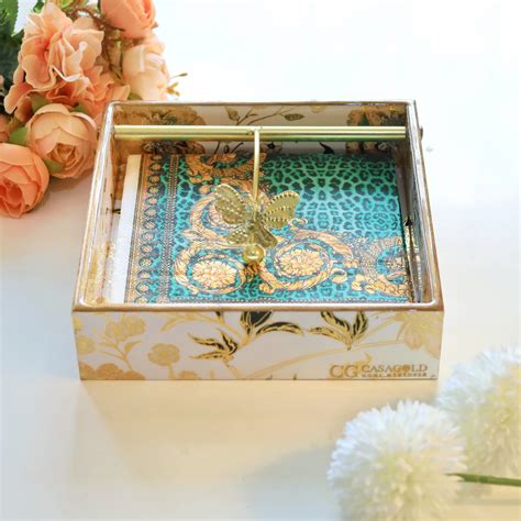 Square Napkin Holder - White Flower