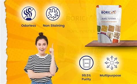 BORICare Boric Acid Powder, 400g Pack of 1 For Grain Preservation, 99.5 ...