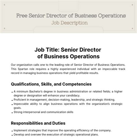 Free Senior Director of Business Operations Job Description Template to ...
