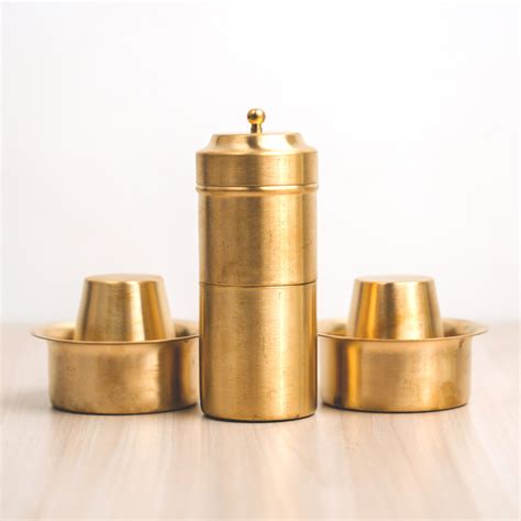 Brass Coffee Filter & Davara Set Combo | Authentic Coffee Brewing Set ...