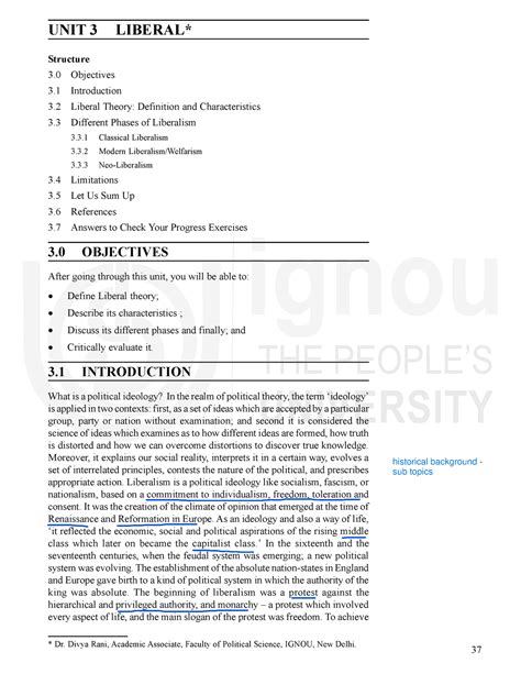 Unit3 - What is Politics: Study of UNIT 3 LIBERAL* State and Power ...