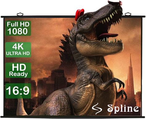 Manual Pull Down Projector Screen 100 inch 16:9 Retractable Projection ...