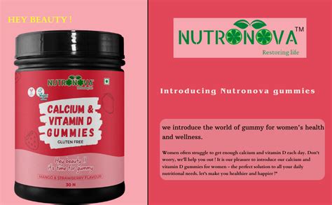 Nutronova Calcium & Vitamin D Vegan Gummies For Women (30 Chewables ...