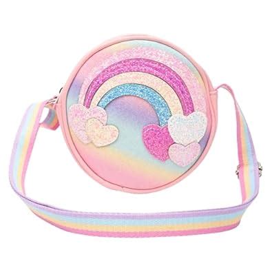 Buy Asthetika Kids Hearts Rainbow Glitter Sling Bag for Girls Cross ...