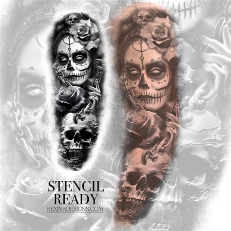 Girly Skull Tattoo Templates