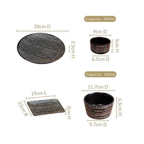 Kuro 24 Piece Ceramic Dinner Set For 6 Online - Premium Dinner Set ...