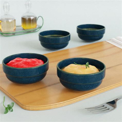 Buy The Earth Store Glam Blue Ceramic Dip Bowl for Serving Chutney ...