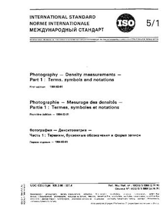 ISO 5-1:1984, Photography - Density measurements - Part 1: Terms ...