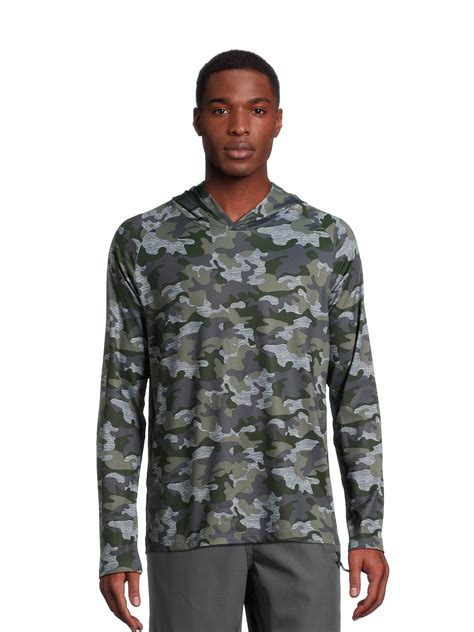 George Men's Hooded Long Sleeve Sun Shirt UPF50+ S-3XL, Polyester Blend ...