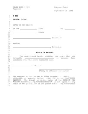 Fillable Online CIVIL FORM 4-103 Approved Supreme Court September 12 ...