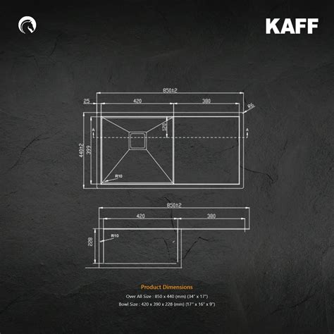 Kaff Stainless Steel Sink Carra Series SINGLE BOWL WITH DRAIN BOARD ...