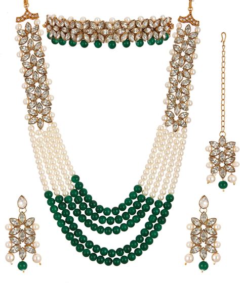 Buy Zeneme Jewellery Sets for Women Gold Plated Bridal Long Necklace ...