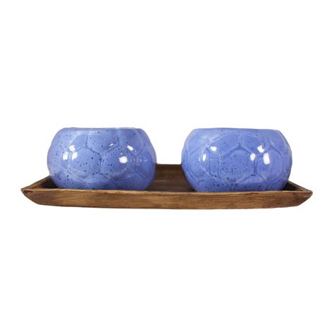 Lasaki Football Small (Set of Two) with Tray Plate Ceramic Pots for ...