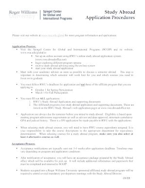 Fillable Online rwu abroadoffice edu/global for more program ...