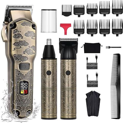 Hatteker Professional Hair Clipper Barber Kit - Waterproof Cordless ...